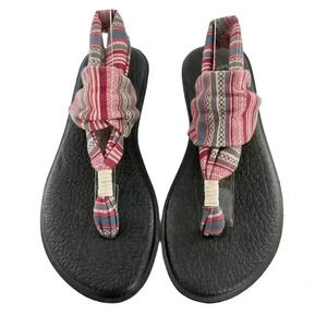 Sanuk womens sandals size 6 37 multicolored yoga mat soles t-strap thongs